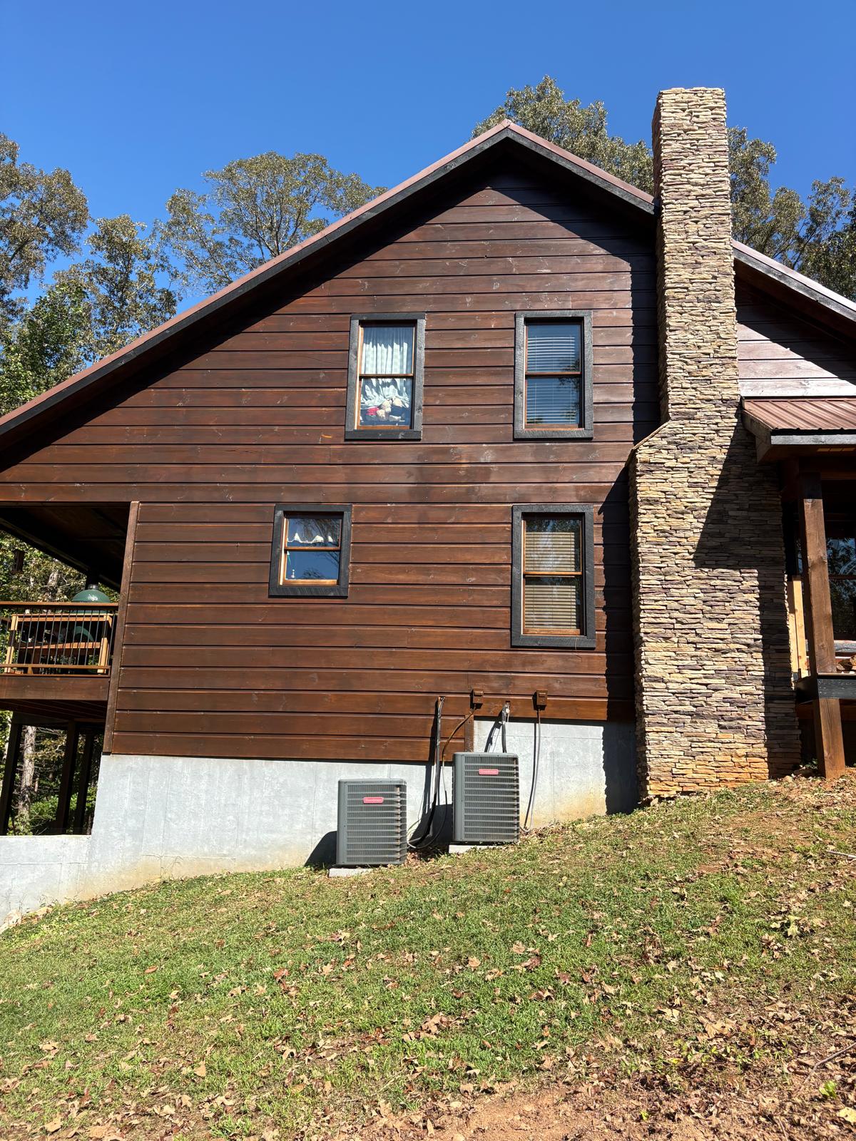 Cabin staining after 9 years from new build in 2016, Ballground Ga